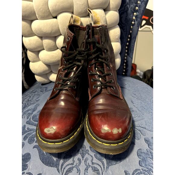 Dr Martens Vegan Burgundy Cherry Red 1460 Felix Rub off Size 8/EU 39 - Picture 2 of 7